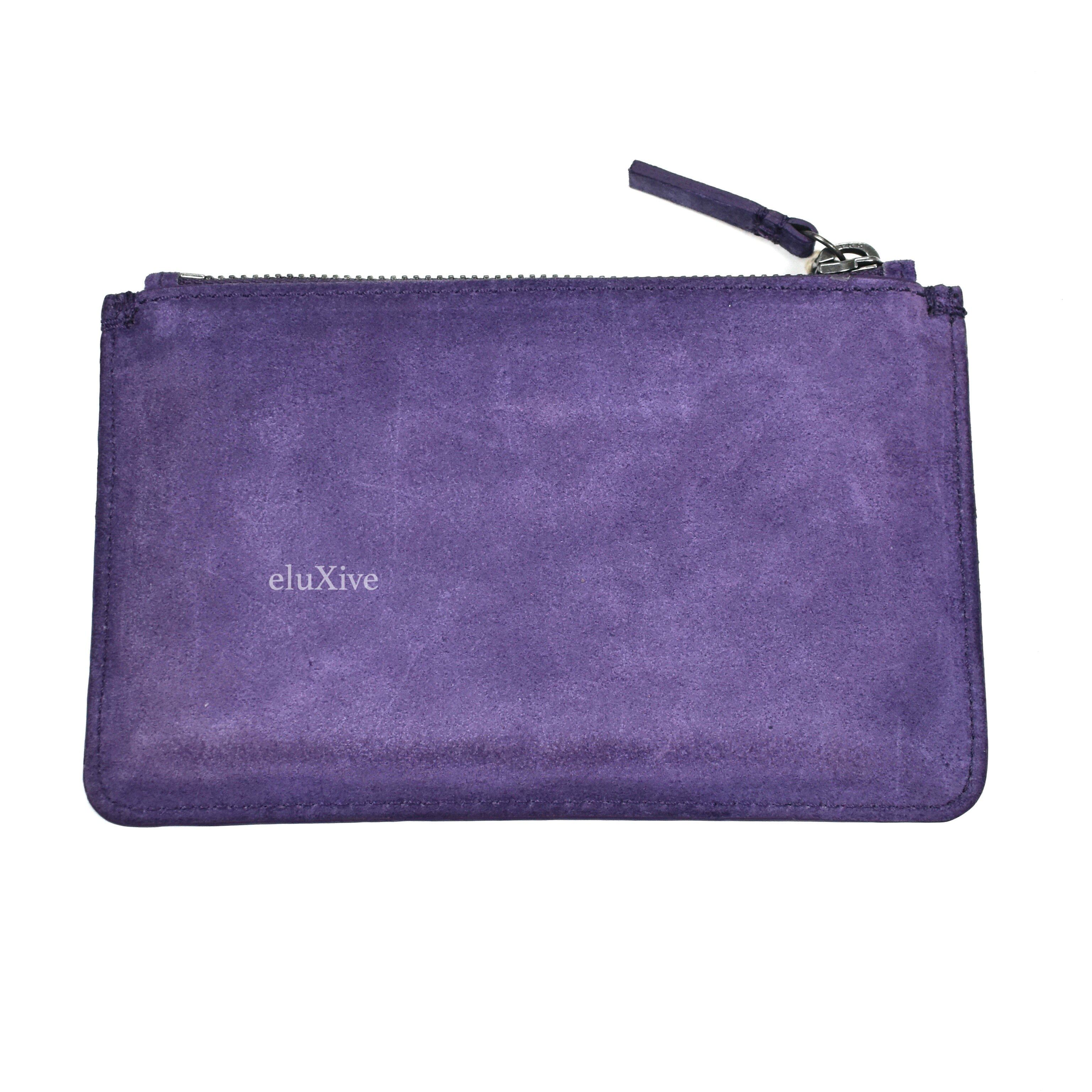 Purple Suede Logo Embossed Zip Wallet Pouch NWT - 2