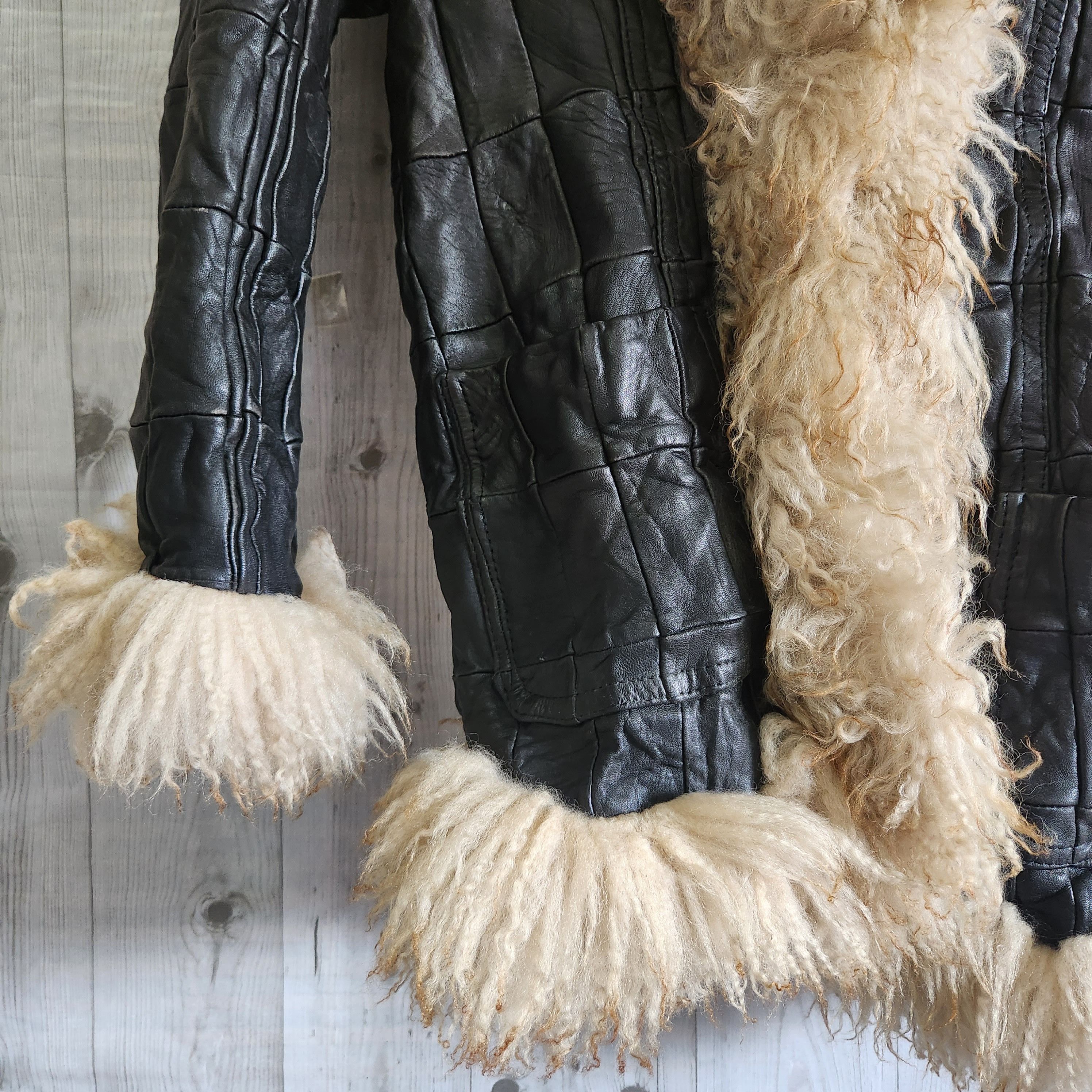 Vintage Patches Genuine Leather Fur Jacket - 14