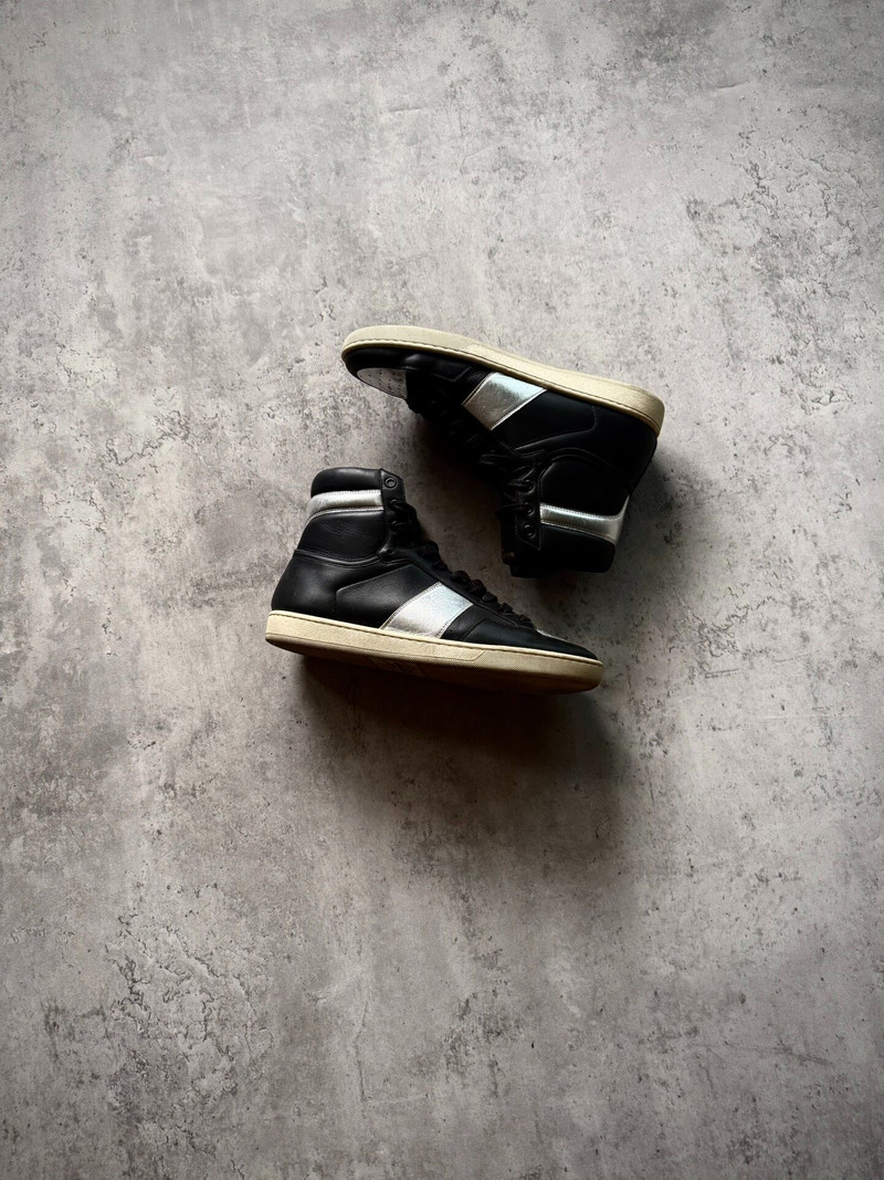 Saint Laurent Paris 14SS SL/10H Black Silver Colorblock High Top Sneakers by Hedi Slimane - 1