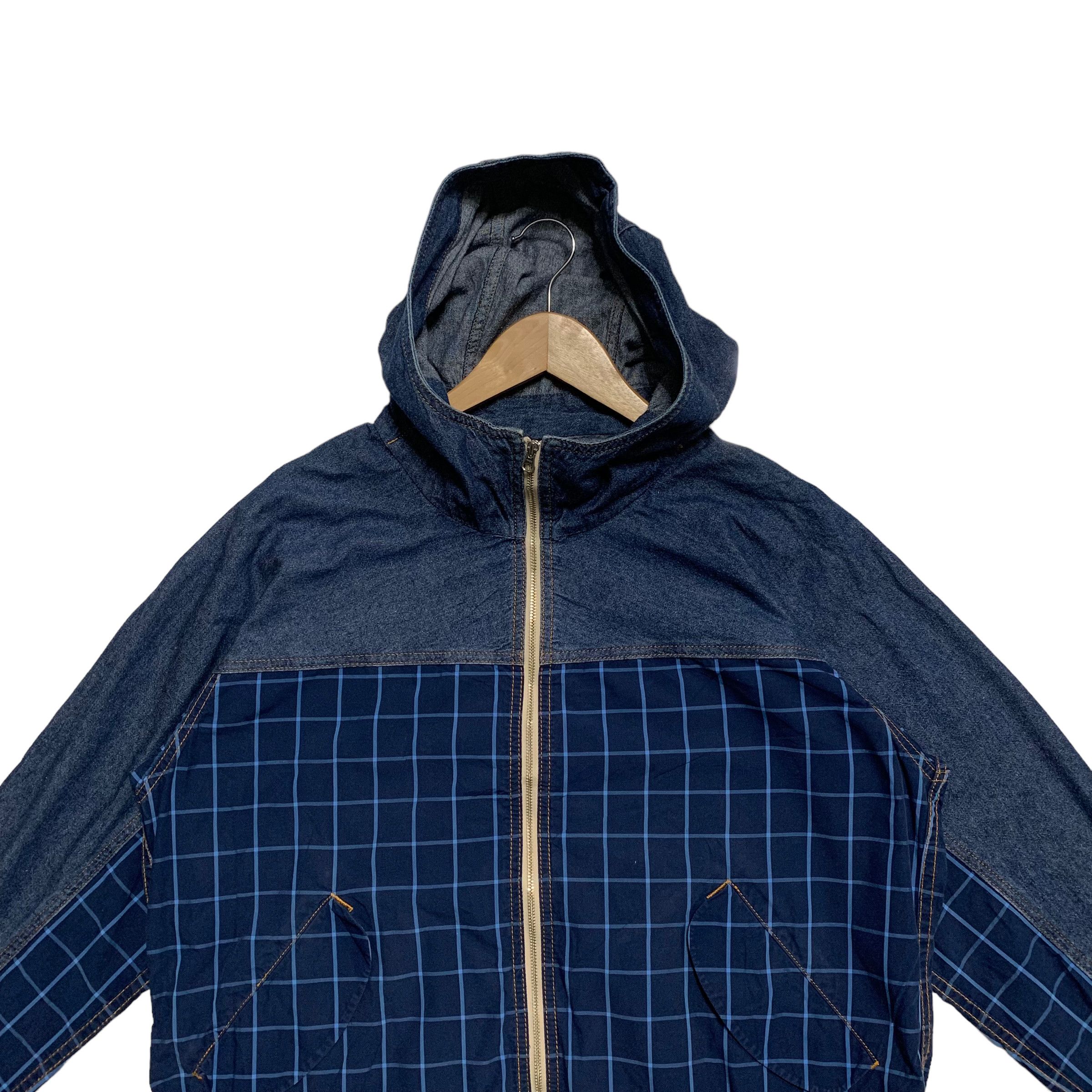 Frapbois By Issey Miyake Denim Plaid Hooded Jacket - 4