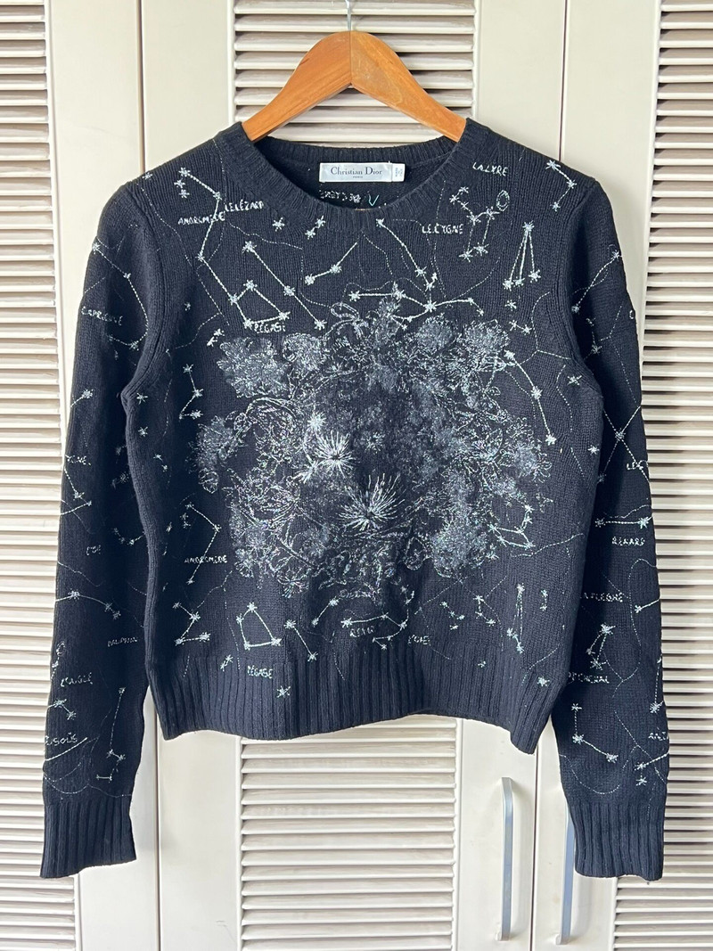 Dior Embroidered Constellation Black Cashmere Sweater - 1