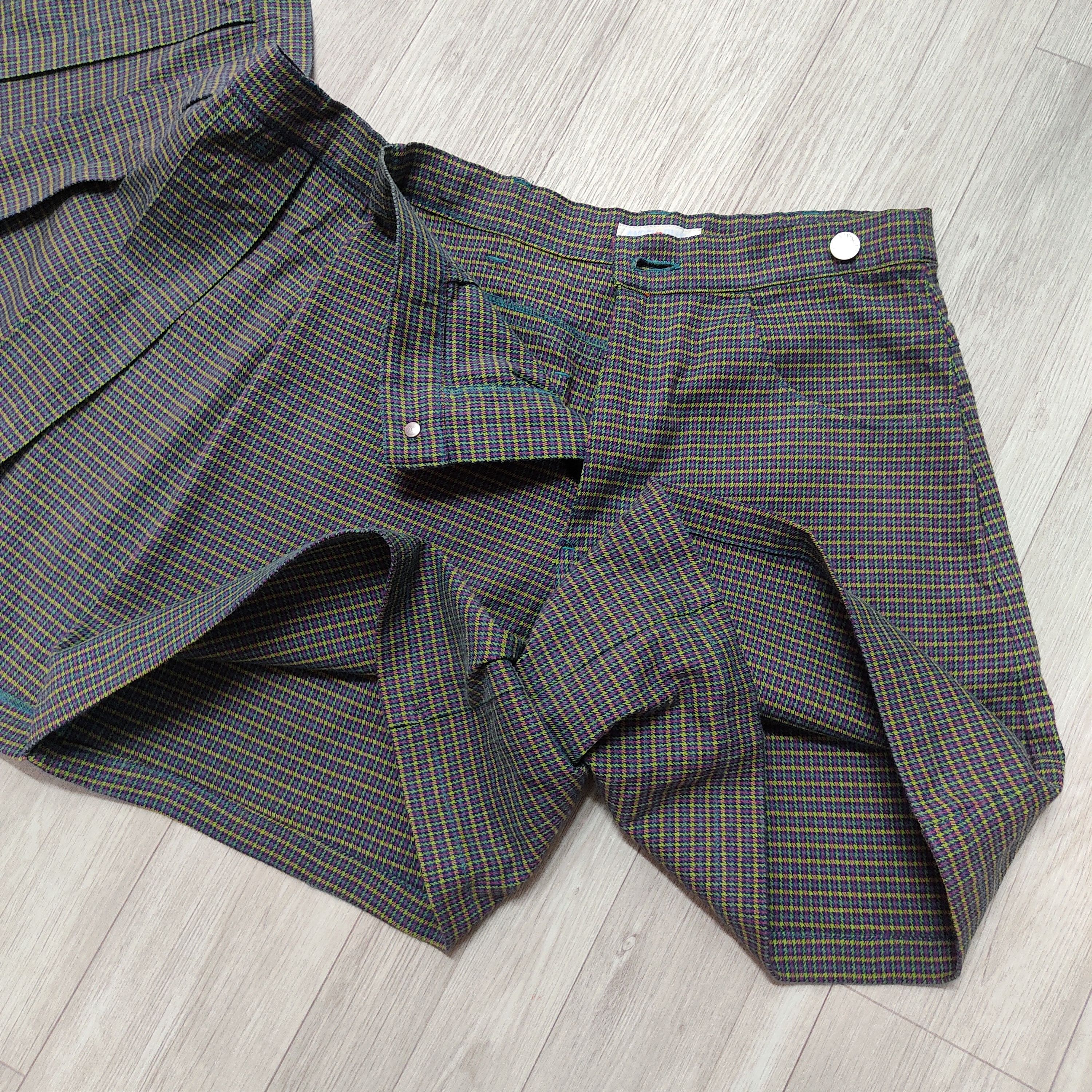 Japanese Brand - ANGEL BLUE Pleated Tartan Checkers Short Pants Skirt - 7