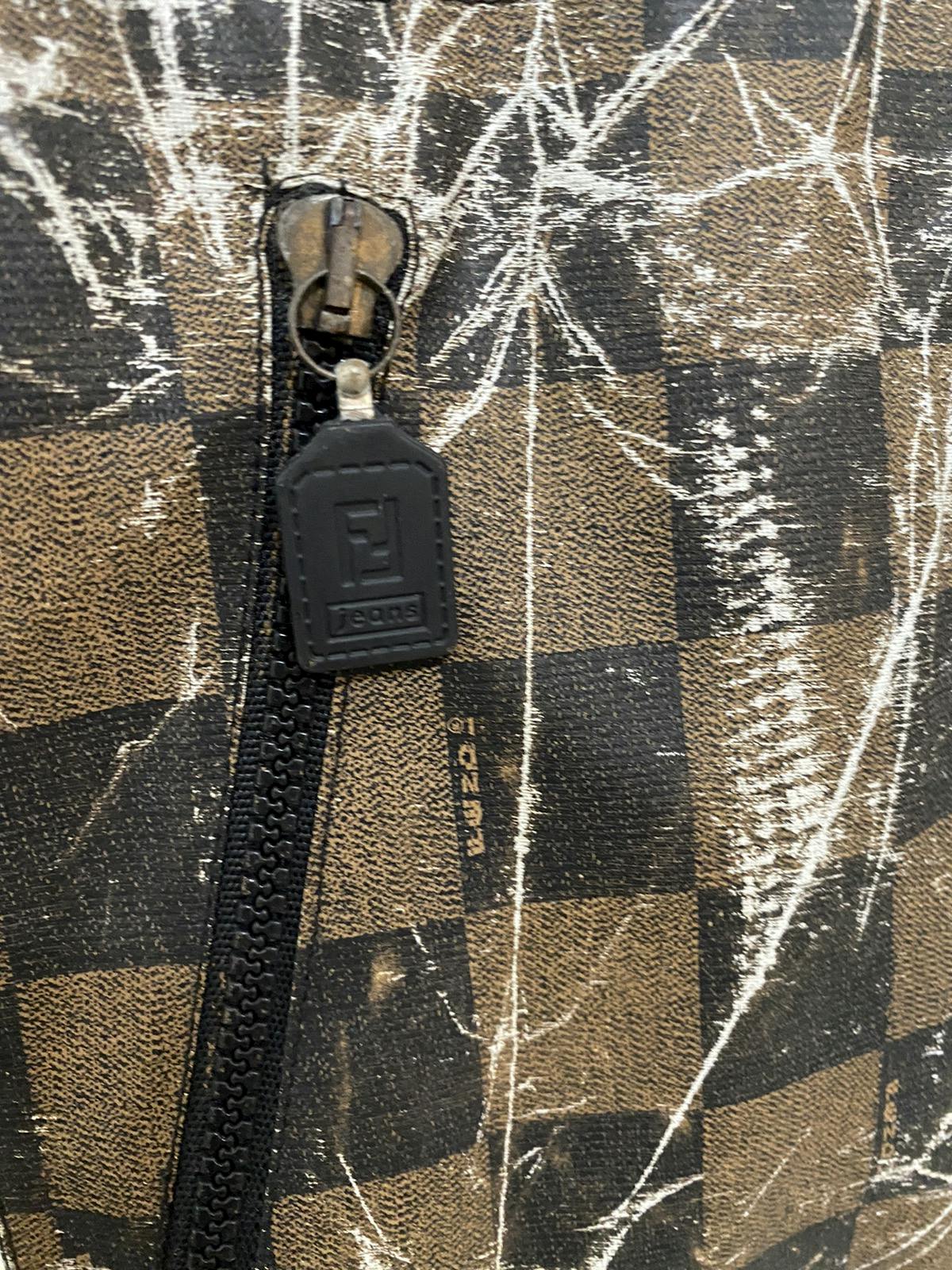 Distressed Fendi Monogram Zucca Reversible Puffer Jacket - 10