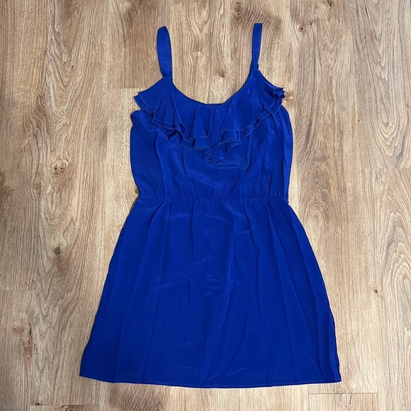 Amanda Uprichard Silk Ruffle Bright Royal Blue Mini Dress - 6