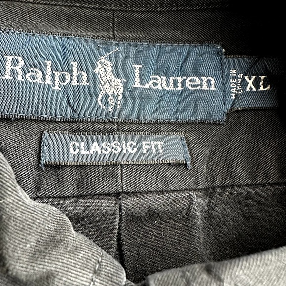 Ralph Lauren Button Down Shirt Long Sleeve Embroidered Logo Classic Fit Black XL - 3