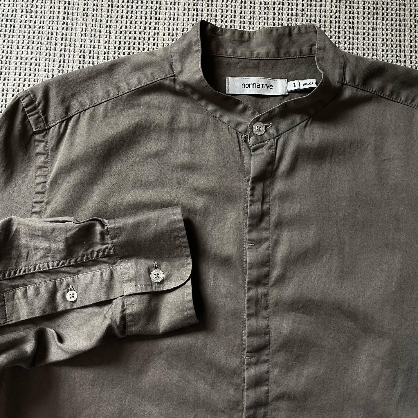 SS13 Doctor Long Shirt Olive green khaki satin cotton - 2