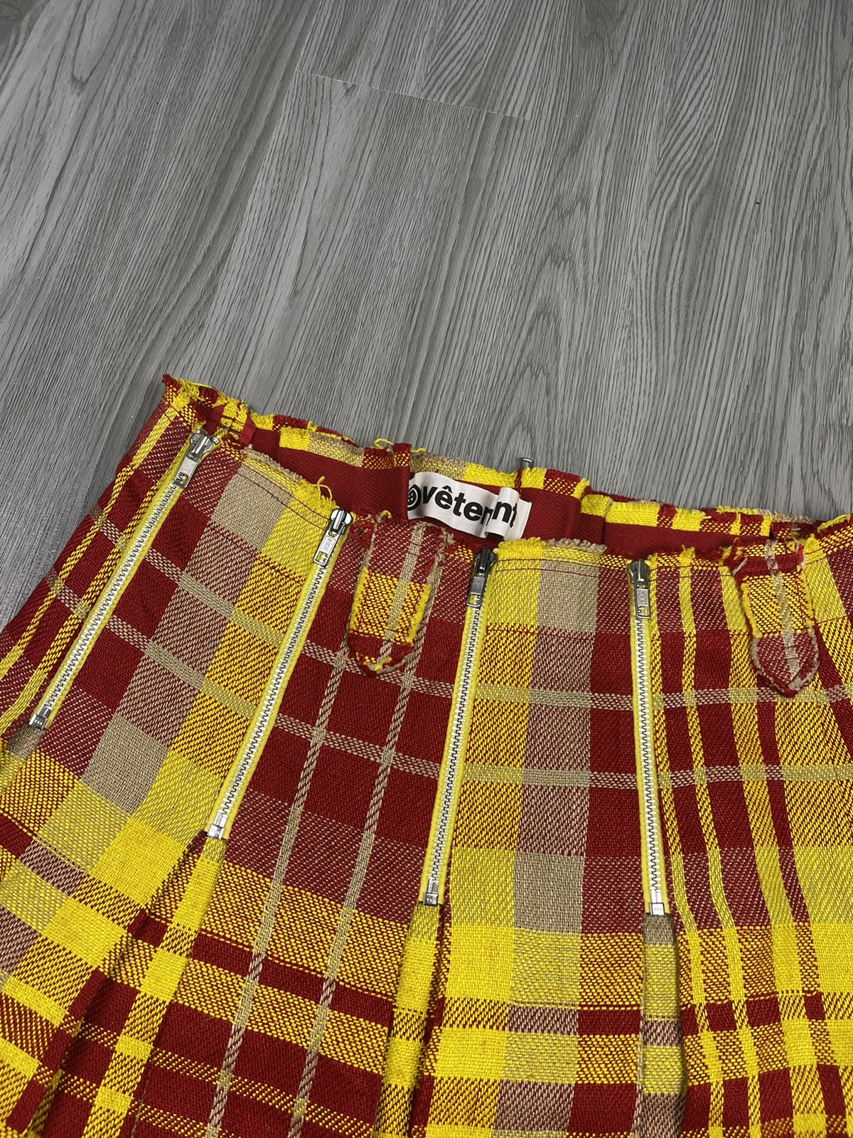 Japanese Brand - Vetement DHL colorway Plaid Pleated Multi Zipper Skirt - 3