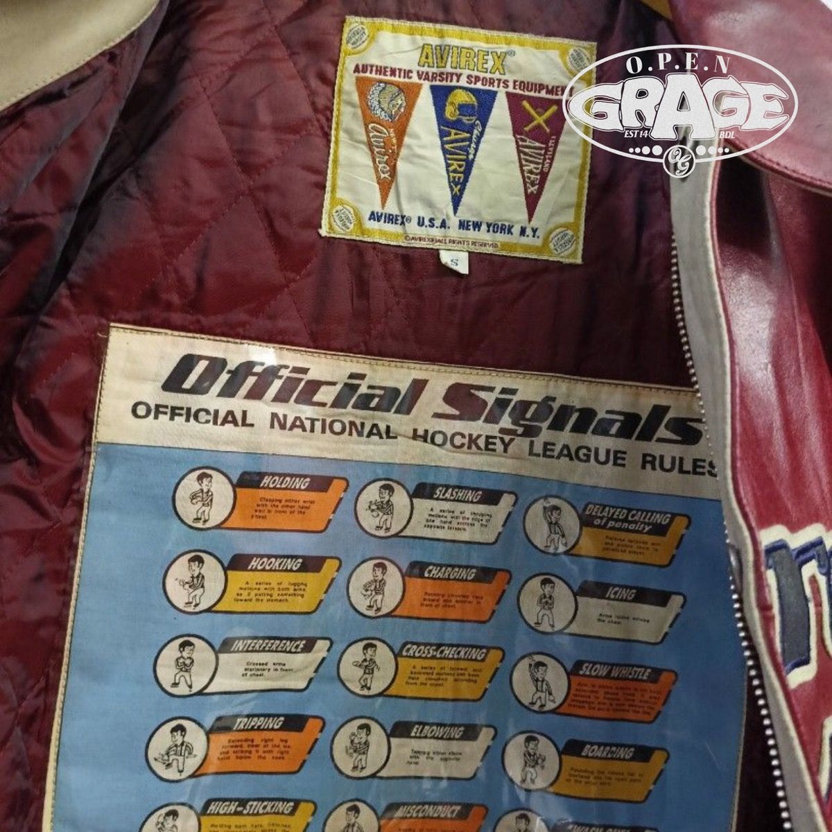 Archival Clothing - Vintage 90s Avirex Goalers Varsity Leather Jacket - 3