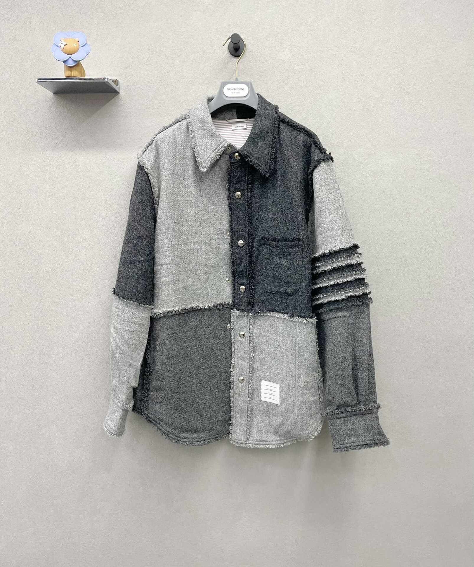 Thom Browne 4-Bar Stripe patchwork shirt-jacket - 1
