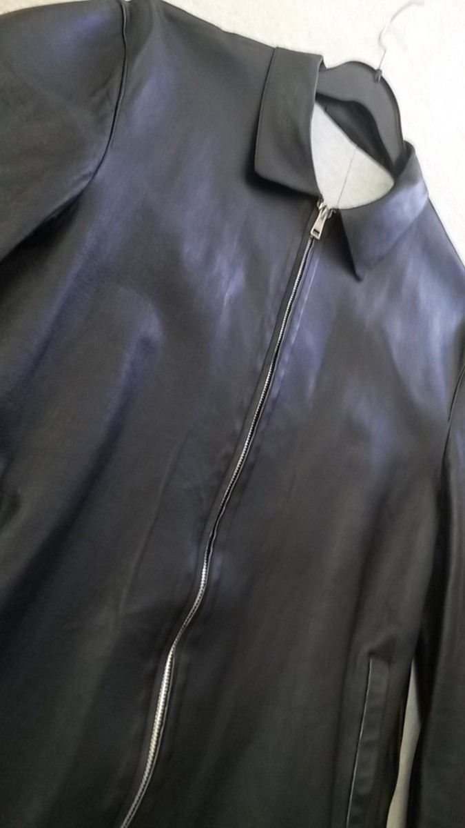 Black Unstructured Laser Cut Leather Jacket S M - 4