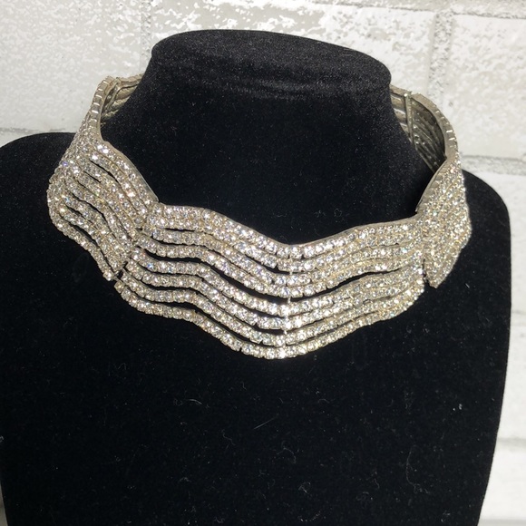 Rhinestone Choker Necklace Formal Costume Jewelry - 2