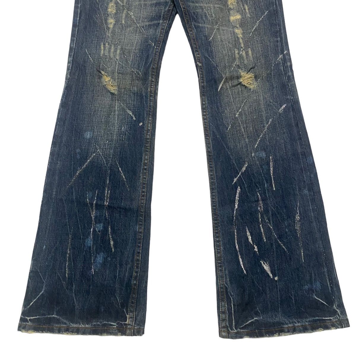 Le Grande Bleu (L.G.B.) - SEMANTIC DESIGN Whisker Denim Flare Jeans Leather Trimmed - 7