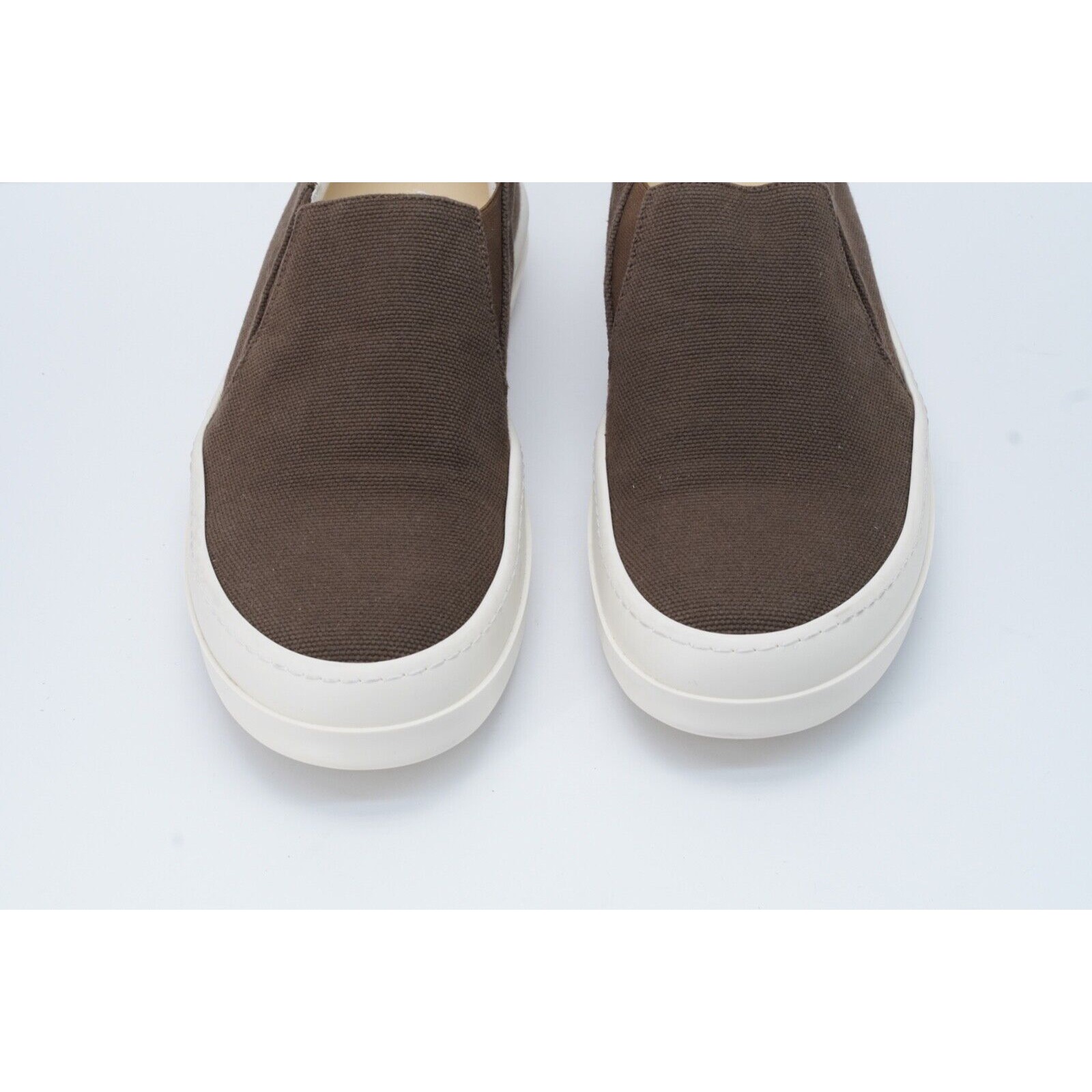 Rick Owens DRKSHDW Sneaker Slip On Brown White Canvas Shoe - 6