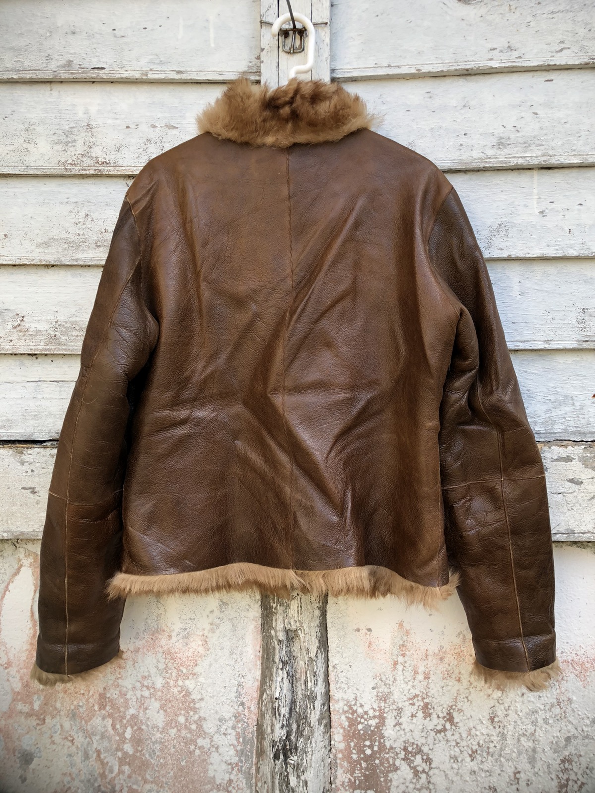 Genuine Leather - Belvest Leather Reverse Mink Fur Crop Jacket - 7