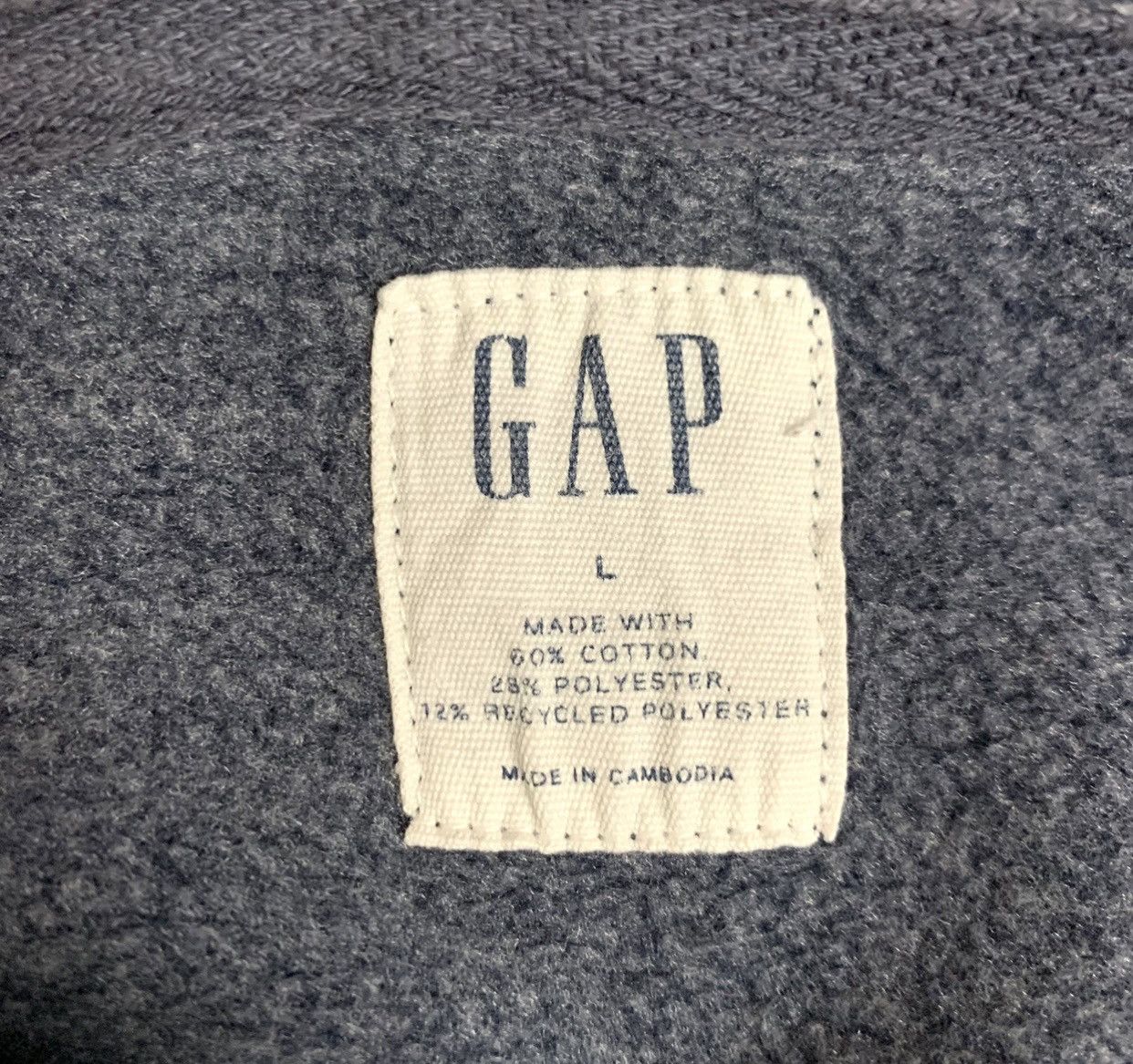 Vintage Gap Big Logo Zip Up Hoodie Size L - 8