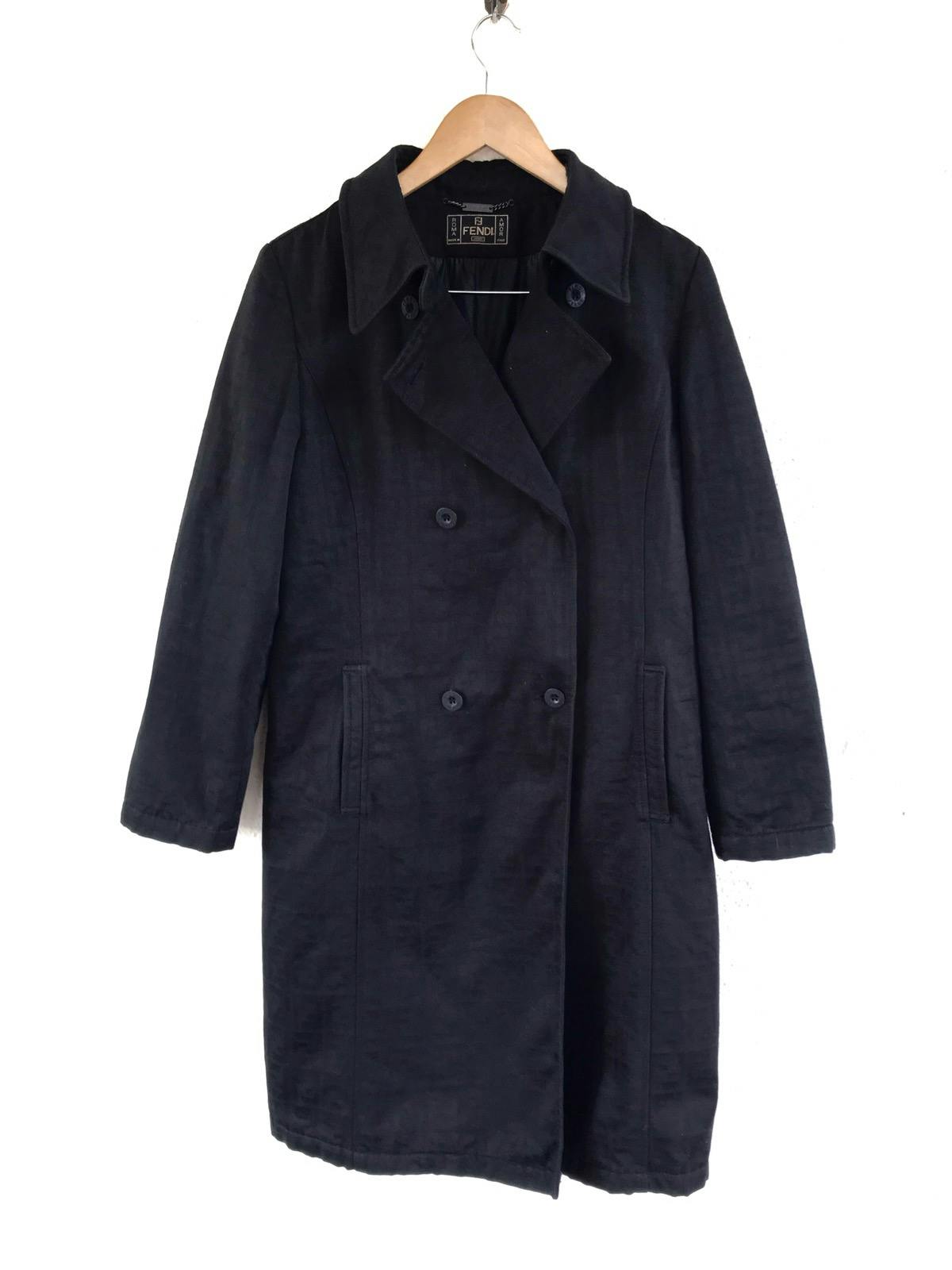 FENDI Monogram Zucca Black Trench Coat Long Jacket - 1