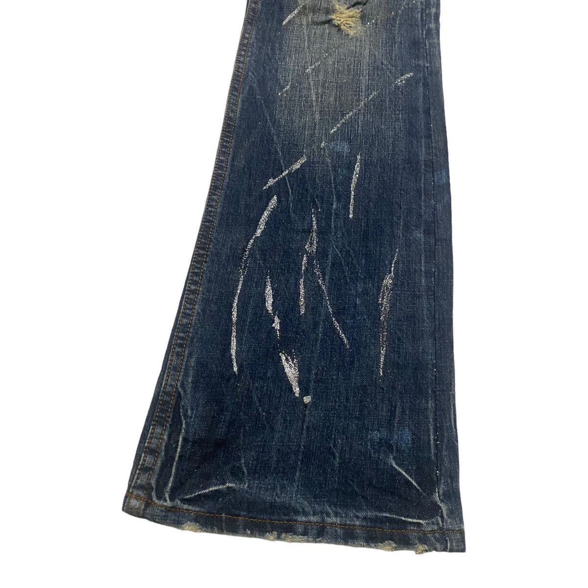 Le Grande Bleu (L.G.B.) - SEMANTIC DESIGN Whisker Denim Flare Jeans Leather Trimmed - 9