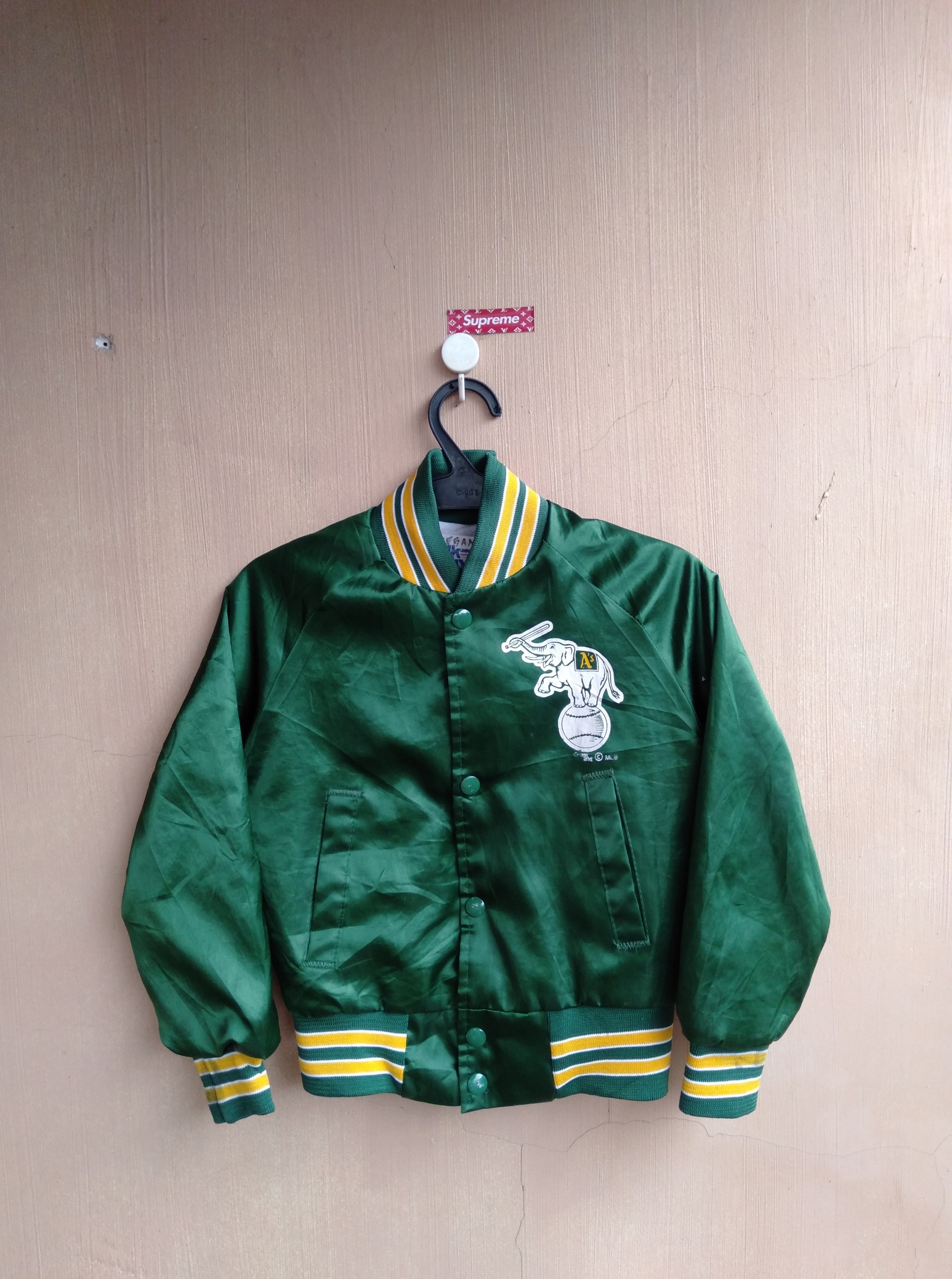 1989 Chalkline Oakland Athletics Arch Spellout vintage satin jacket - 6