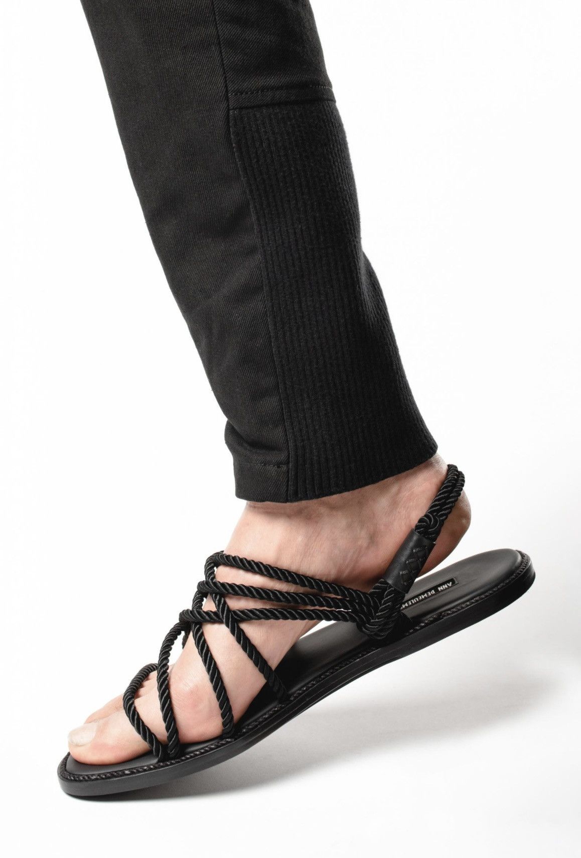 Ann Demeulemeester Rope and Leather Sandals (Tuscon Nero) - 1