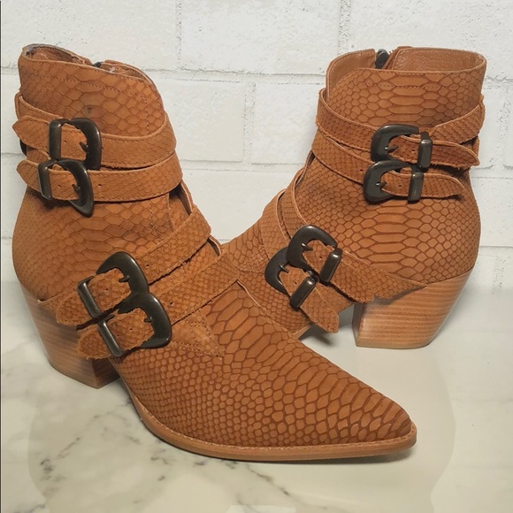 Matisse Harvey Snake Embossed Buckle Boot in Tan - 1