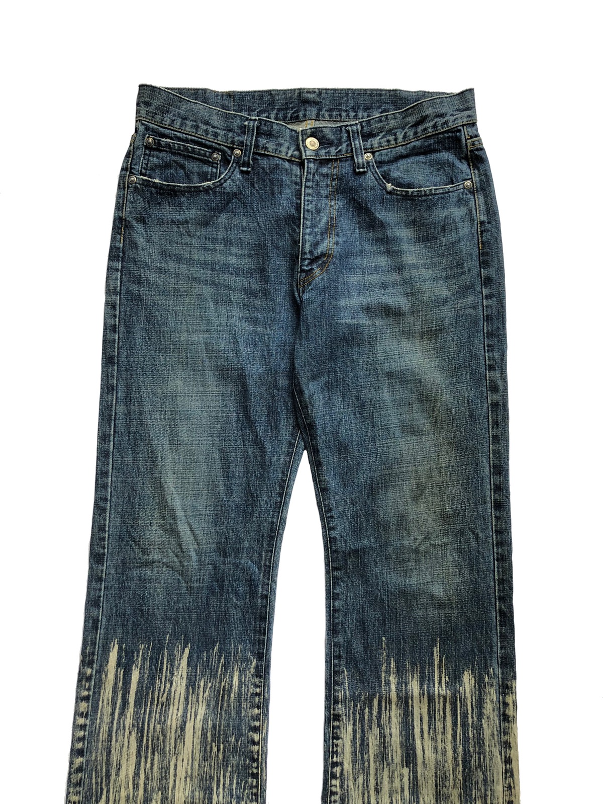 2000s Lanvin Brush Painted Washed Denim Jeans - 4