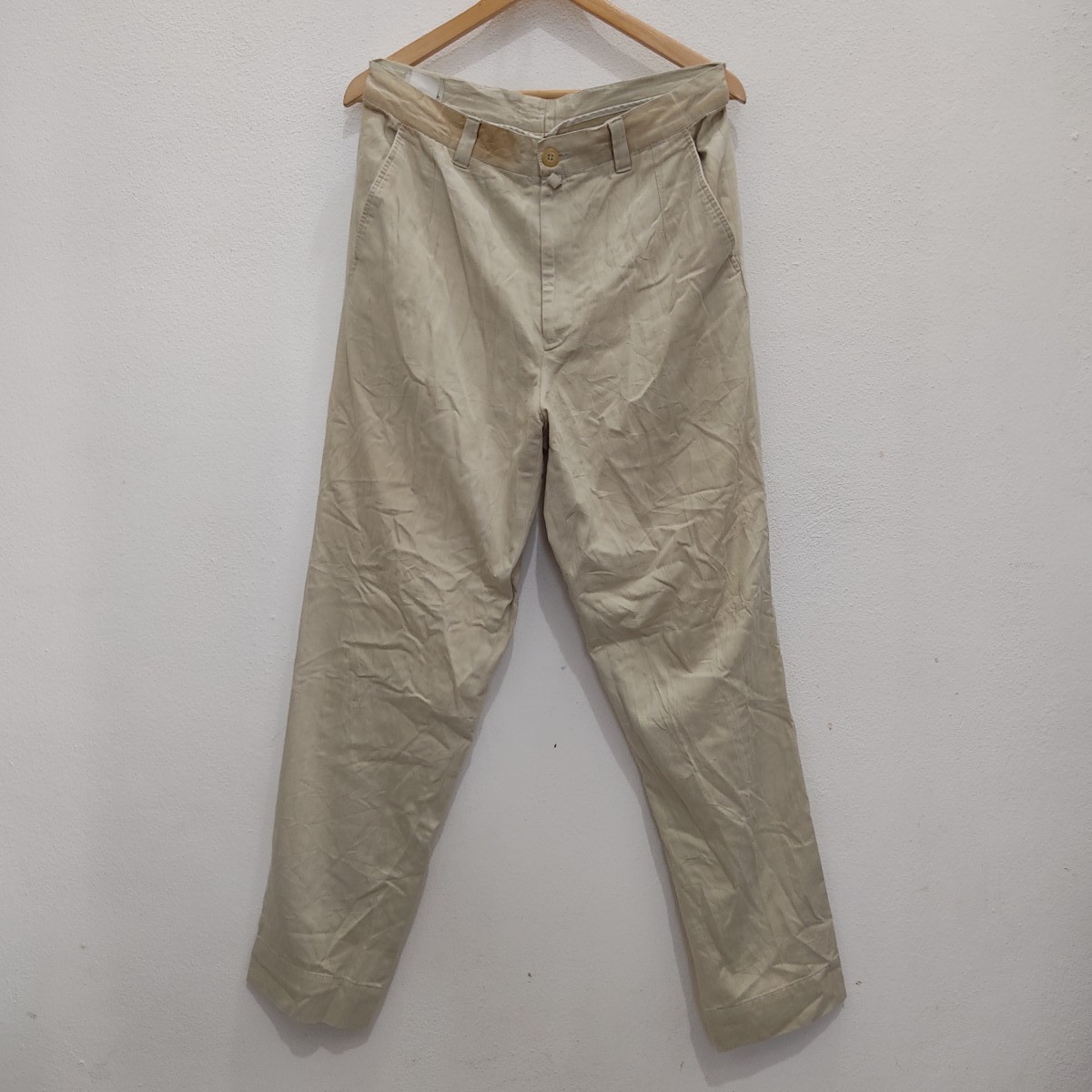 Dries Van Noten Belgium White Beige Casual Office Mens Pant - 1