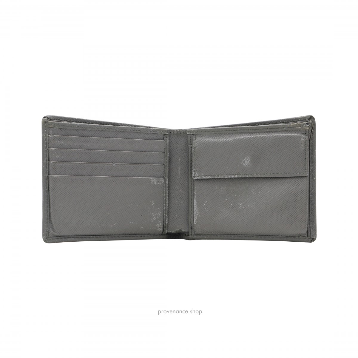 Prada Bifold Wallet - Grey Saffiano Leather - 6