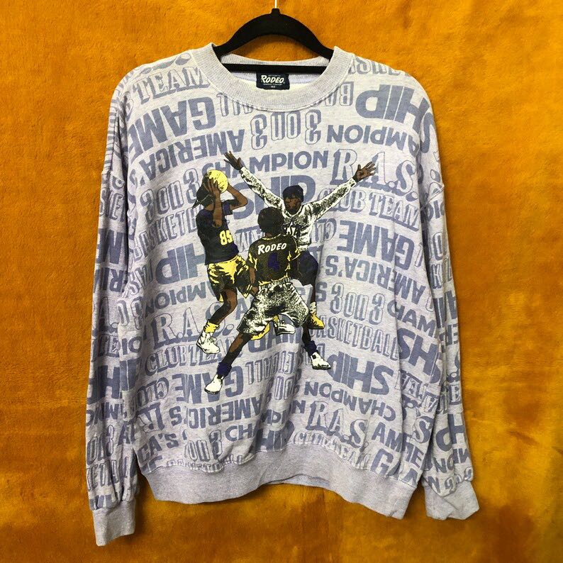 Vintage Rodeo American 3 on 3 Handball All Over Print Graphic Pullover Crewneck Sweatshirt - 1