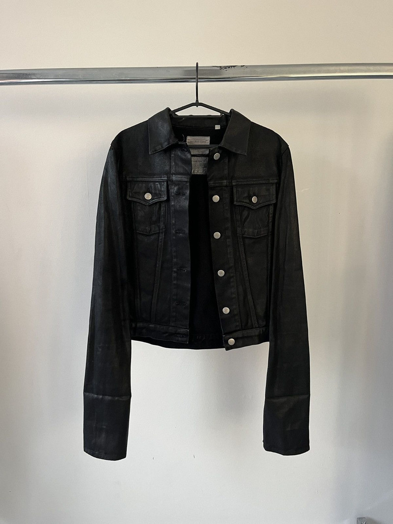 Helmut Lang Helmut Lang A/W1999 Coated Wax Black Oversleeve Denim