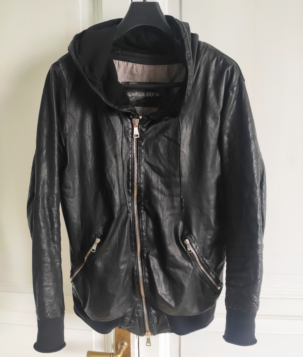 Giorgio Brato - Washed leather hooded jacket.Like Rick Owens or Julius - 4