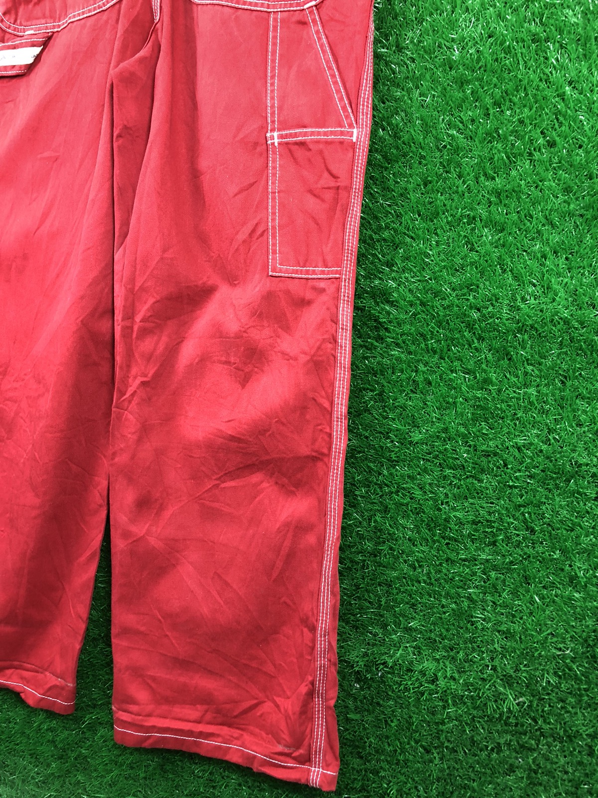 Vintage - Vintage 90's Bad Boy Jeans Red Overall Denim Workwear Style - 8