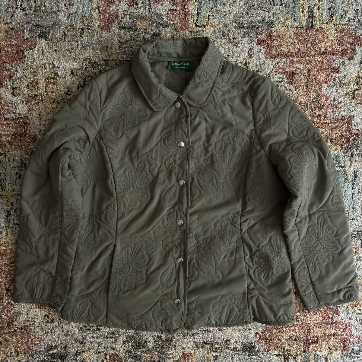 Vintage - botanic shadow quilt jacket olive polyester Craig Green Bode - 1