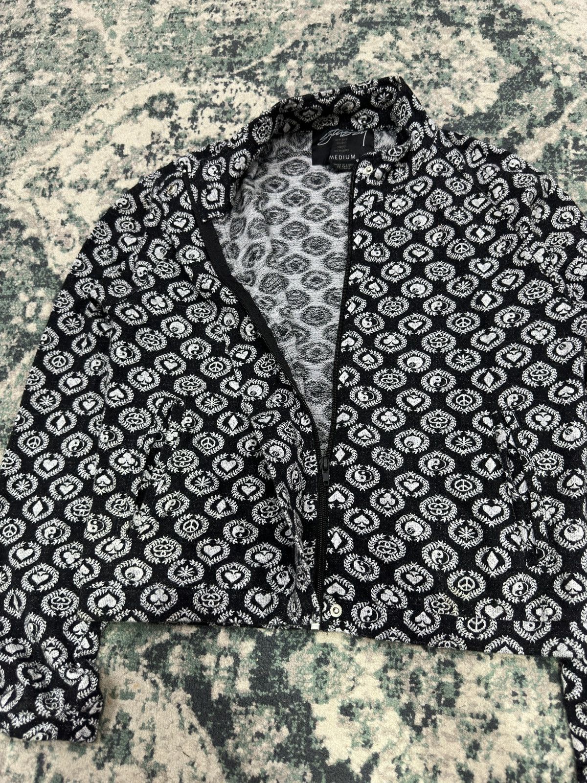 Stüssy Ol Yin Yang Black Jade Towel Zipper Jacket - 6
