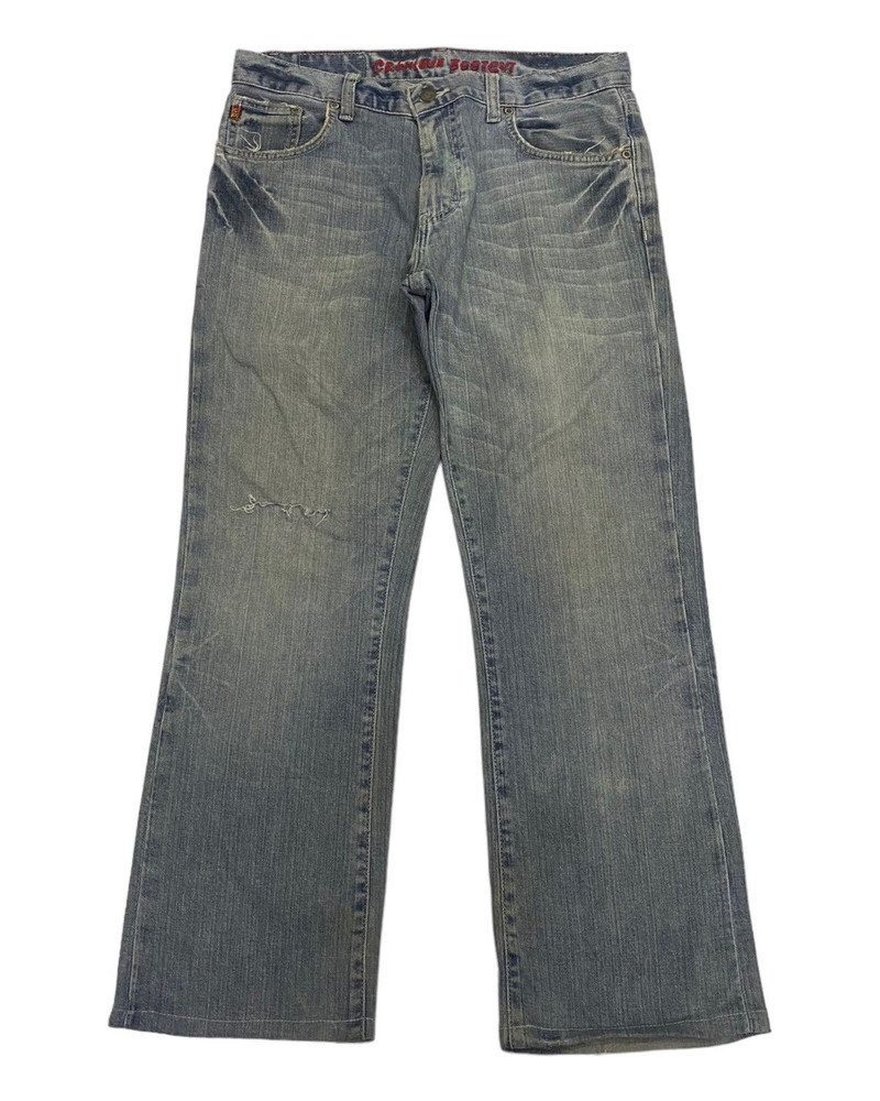 CREMIEUX BOOTCUT DISTRESSED DENIM BAGGY DENIM JEANS - 1