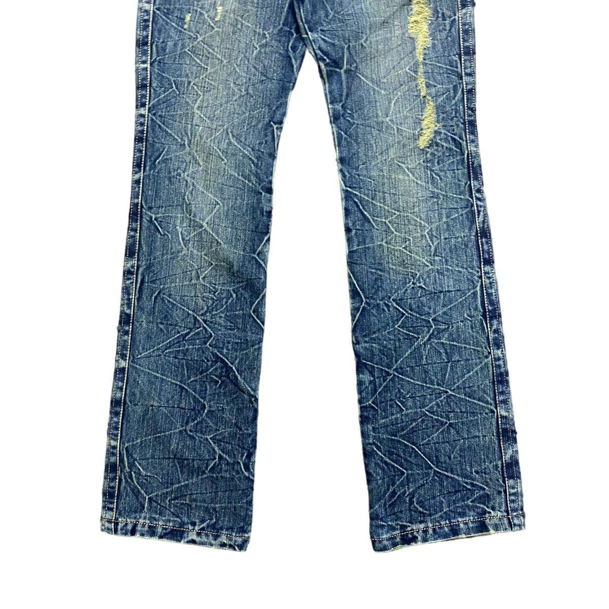 Distressed Denim - BEACH SOUND Gold Stitch Denim Flare Jeans - 6