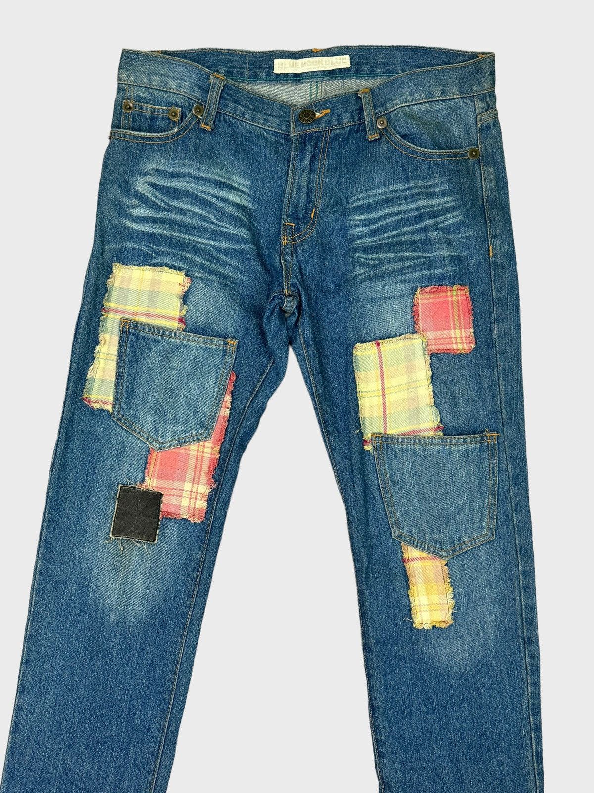 Designer - BLUE MOON BLUE Patchwork 6 Pocket Distressed Denim Pants - 8