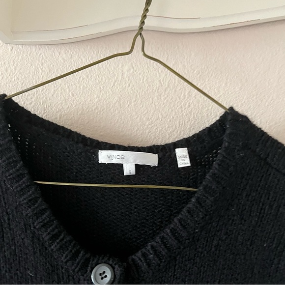 Vince VTG Y2K babydoll cardigan black wool knit - 5