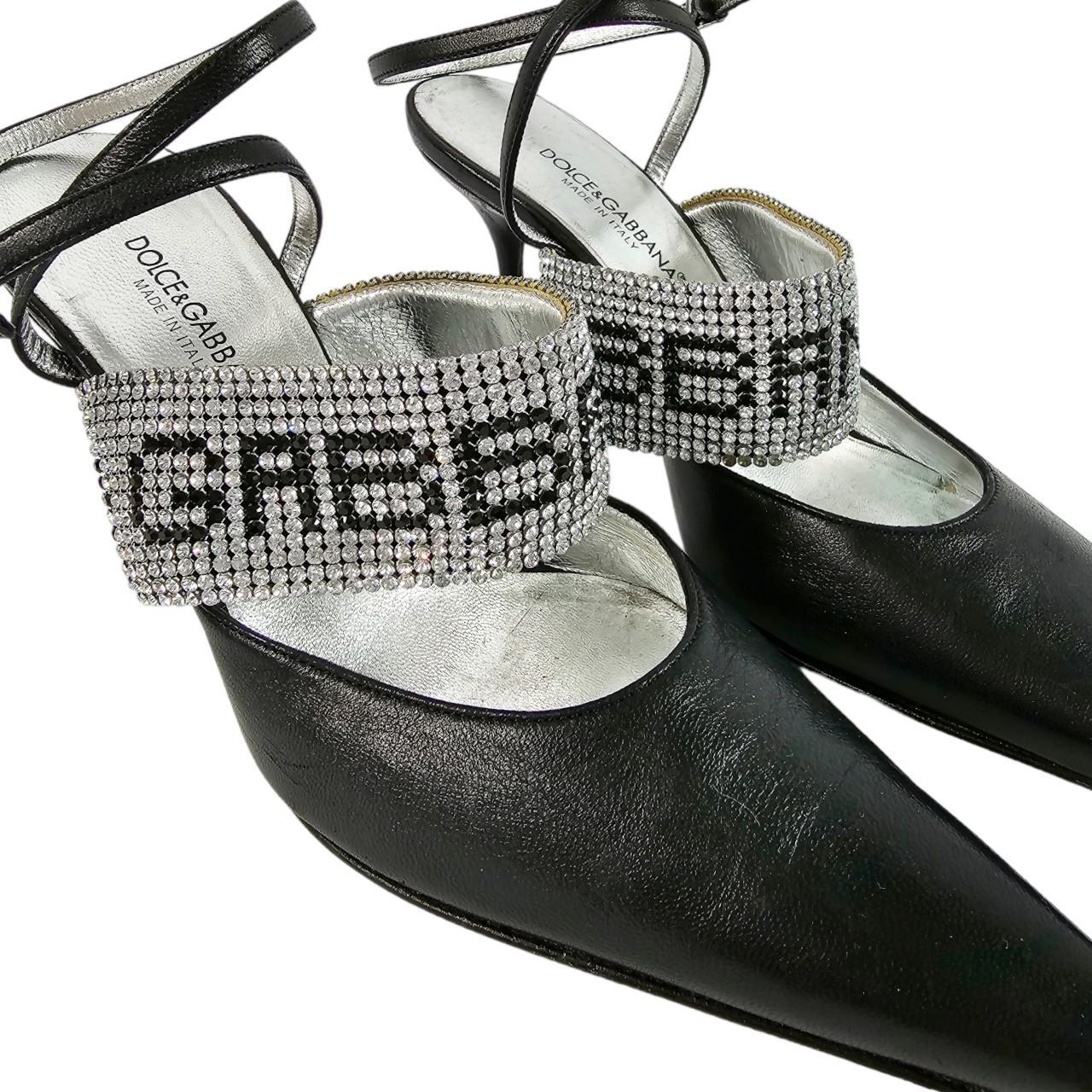 Dolce & Gabbana Women's Black and Silver Courts - 3