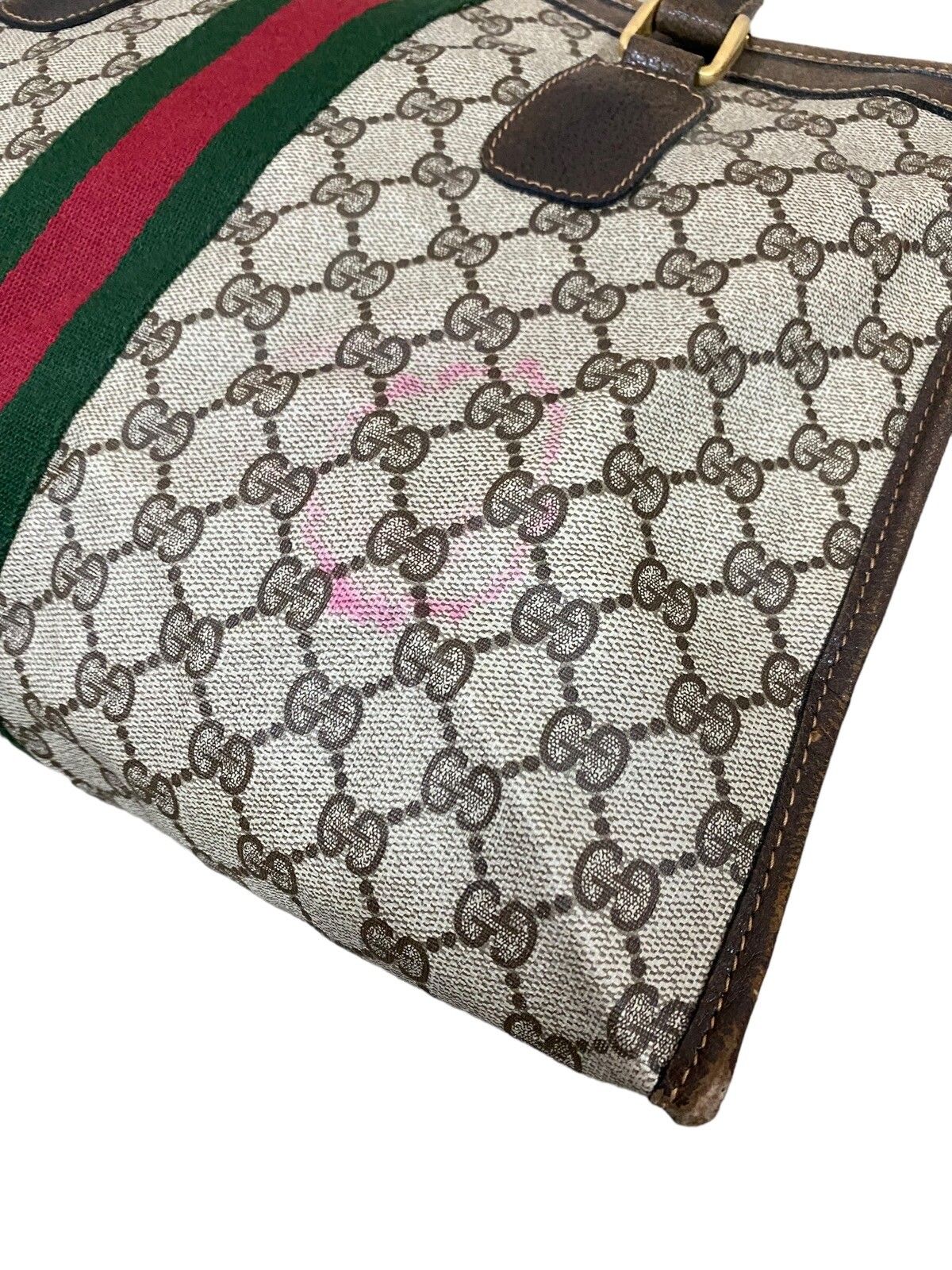 Vtg🔥Authentic Gucci GG Canvas Web Sherry Line Handbag - 18