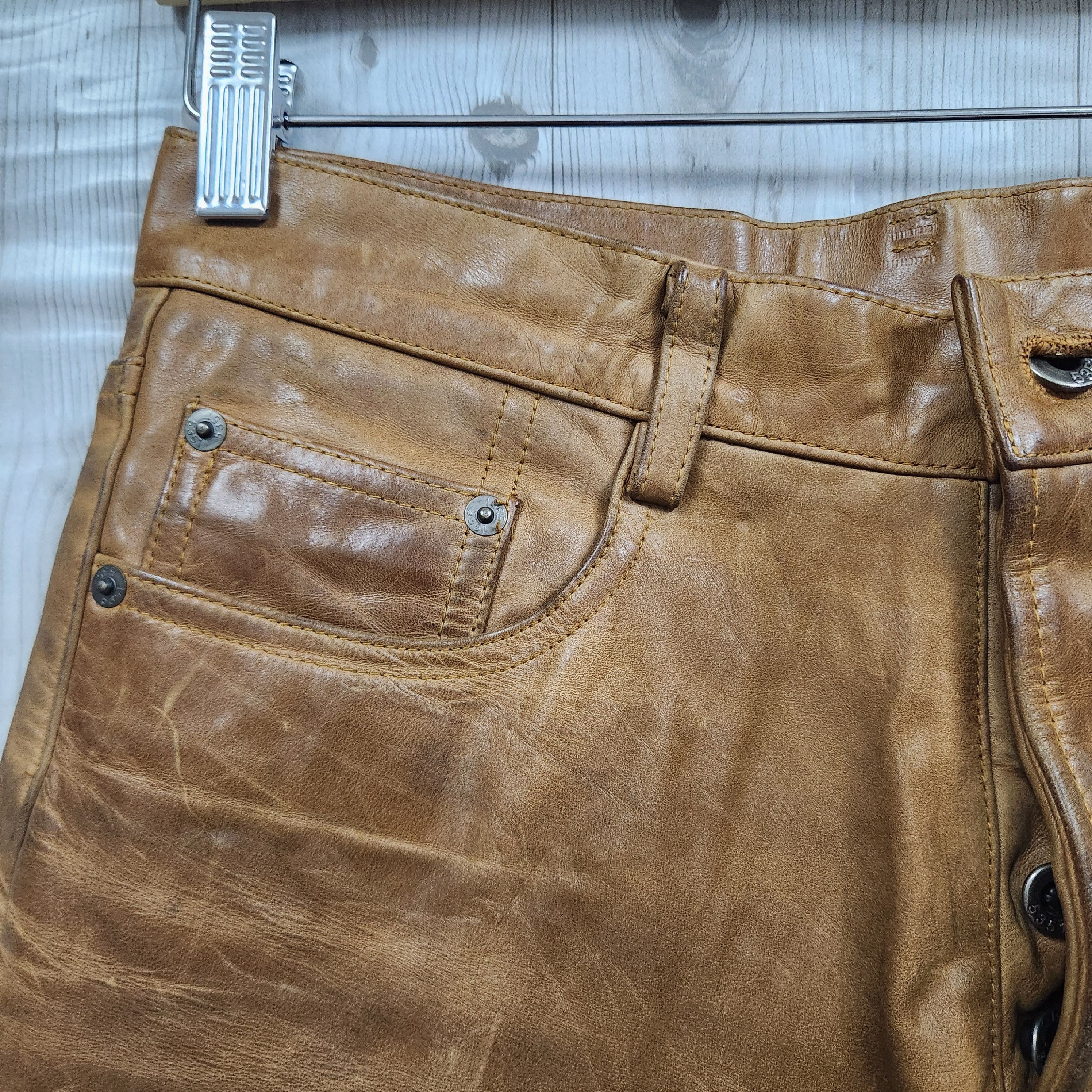Genuine Leather - Vintage 5351 Pour Les Hommes Genuine Cow Leather Pants Japan - 7
