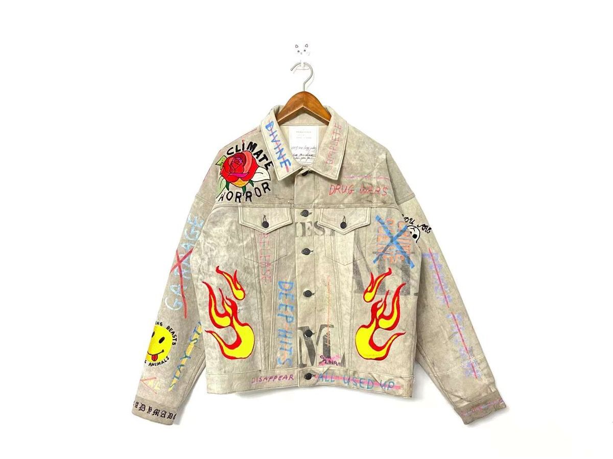Fire embroidery work denim jacket - 1