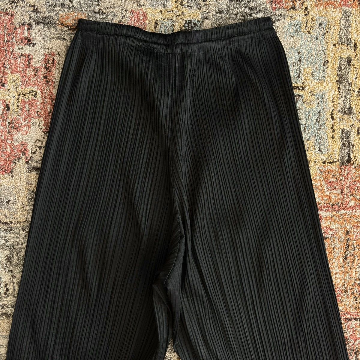 pleated straight pants trousers polyester Japan knife - 5