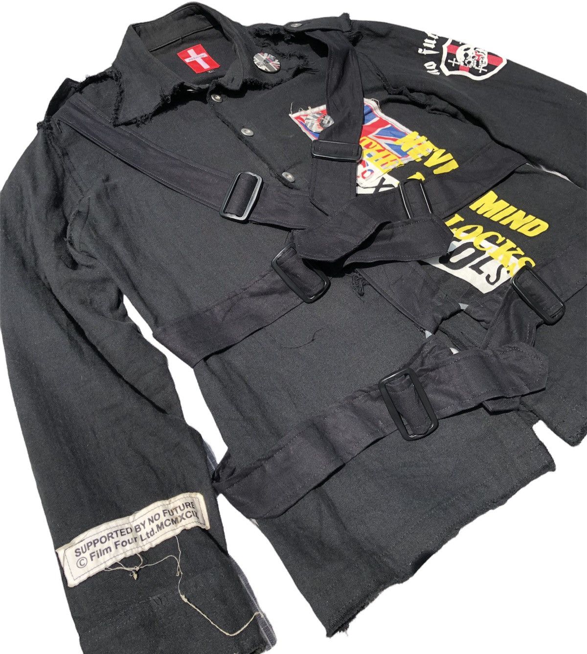 Japanese Brand - No Future x Sex Pistols Bondage Strap Raw Seam Jacket - 3