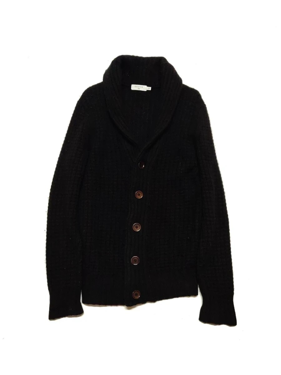 Black - Button Up Knitwear Jacket Coat Parka Tops - 1