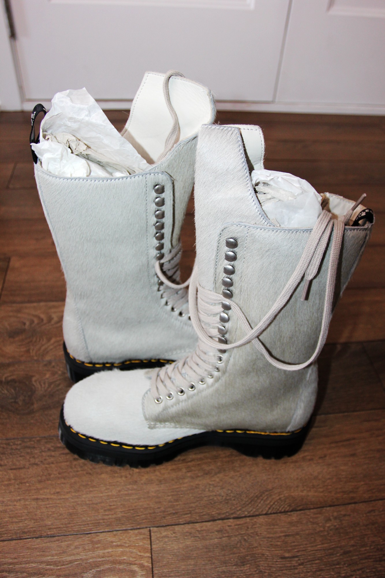 BNWT SS23 RICK OWENS x DR.MARTENS 1918 HAIR ON LUX BOOTS 43 - 4