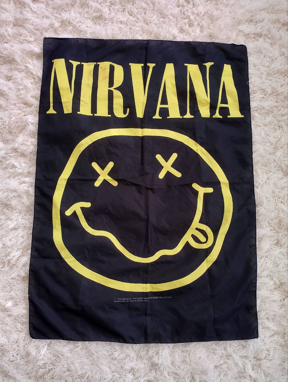 Vintage 1995 Nirvana Smiley Flag Tapestry Wall Banner - 2