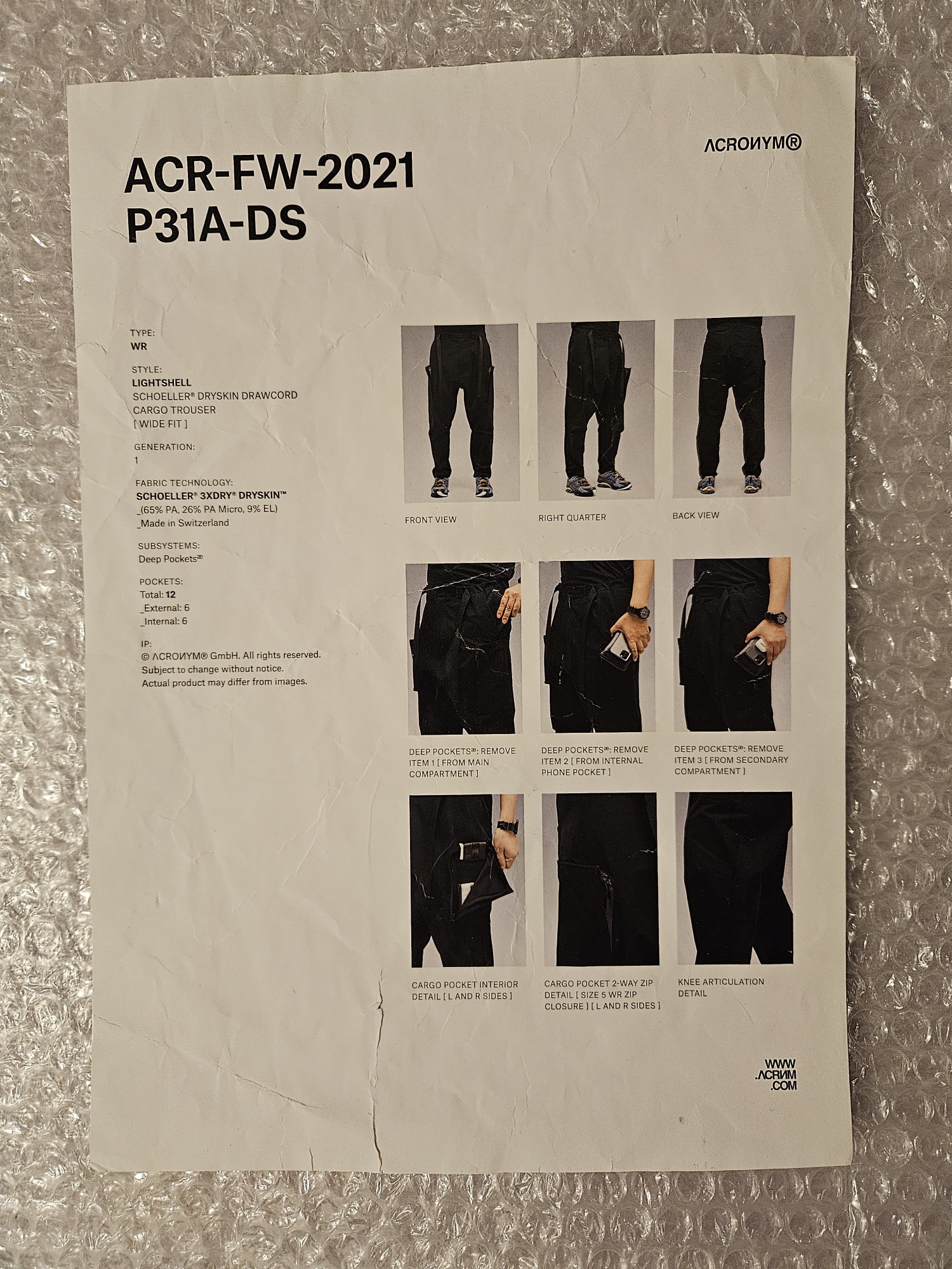 ACRONYM P31A-DS ACR-FW-2021 【公式通販】