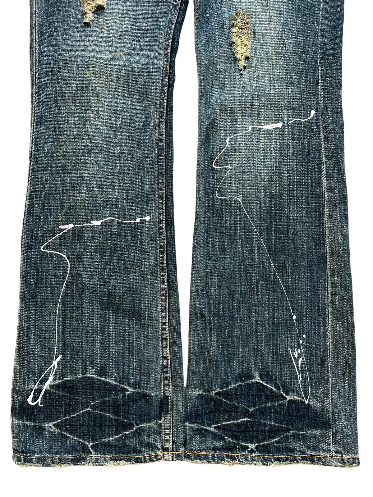 Hype - Roots Japan Distressed Riped Rusty Denim Painted Jeans 33x33 - 5