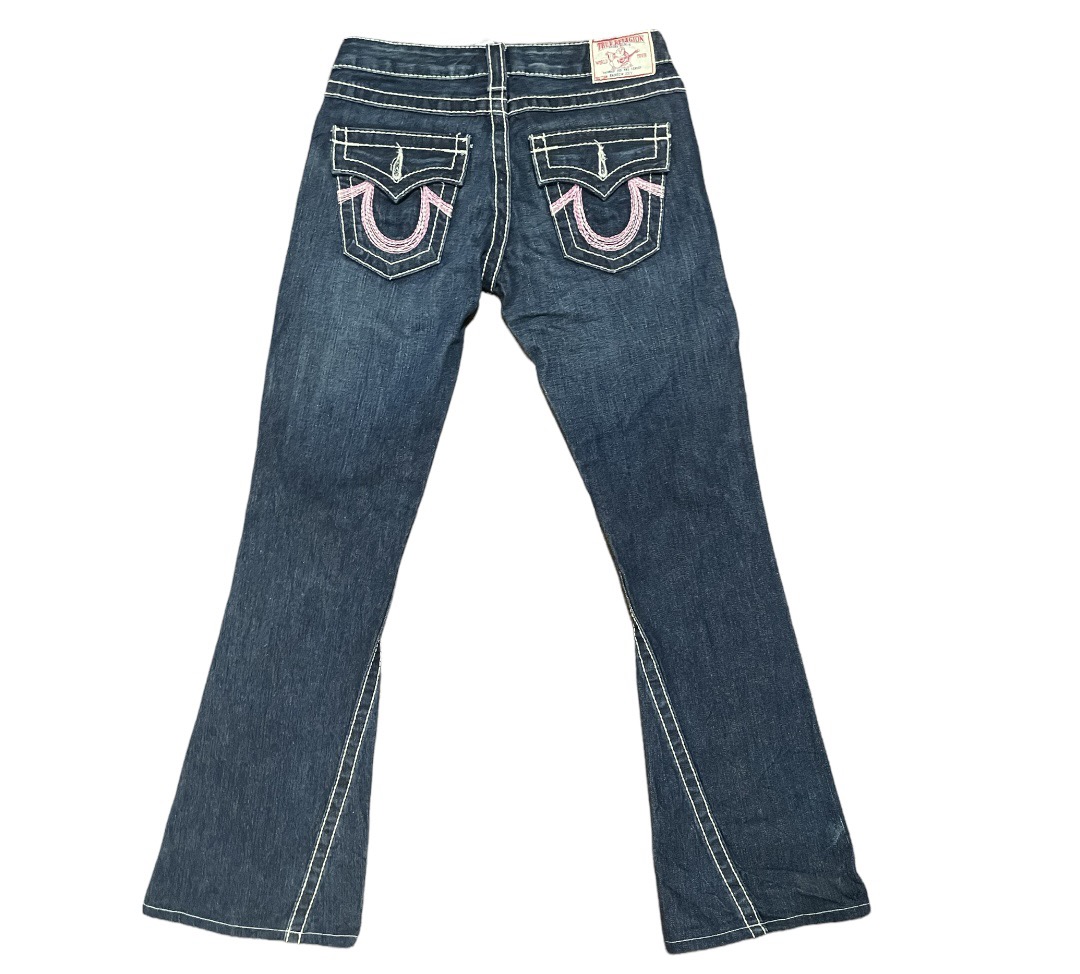 True Religion - Vintage True Religion Rainbow Joey Pink Thread Jeans - 1