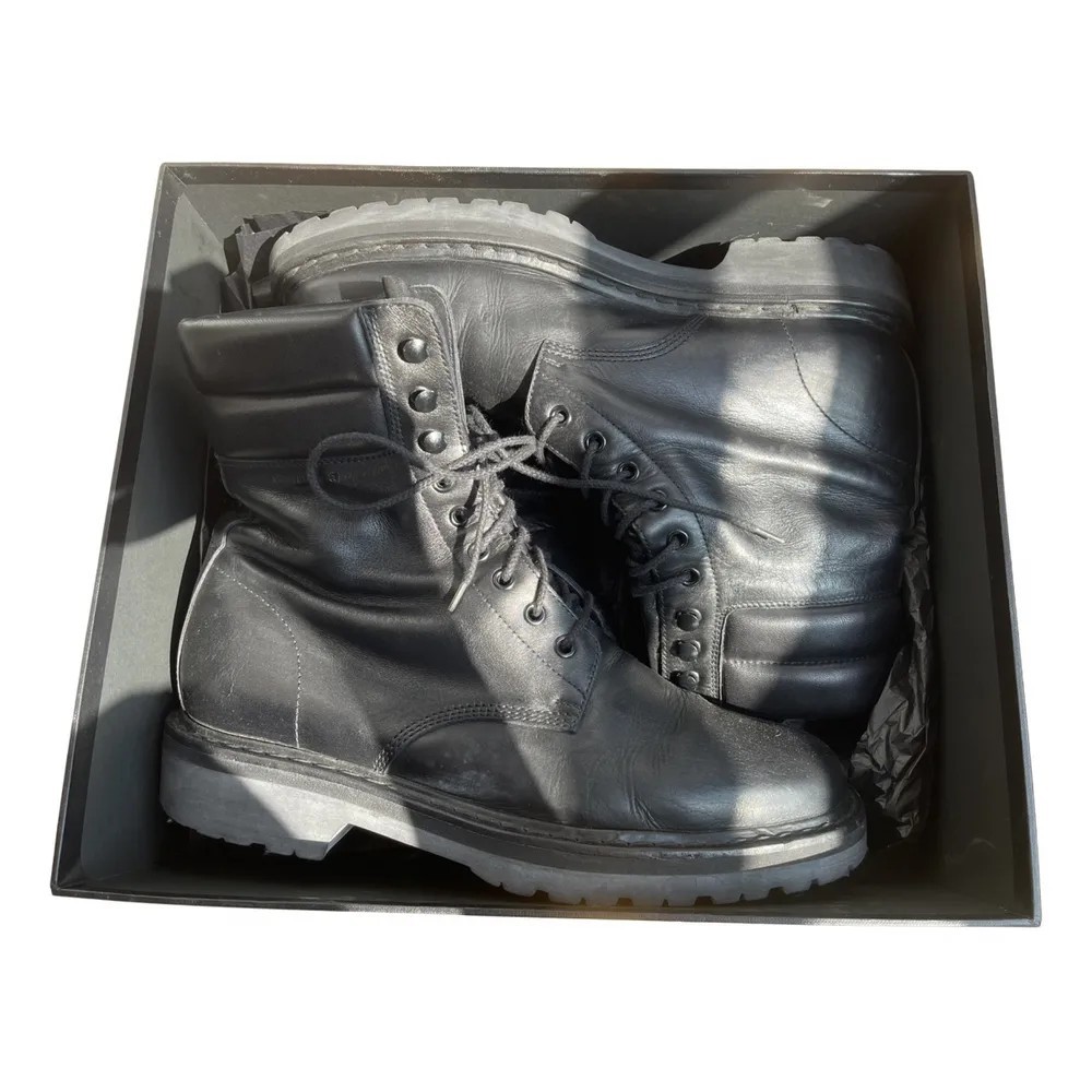 Saint Laurent Paris Lace-up Combat Boot with Padded Collar - 1